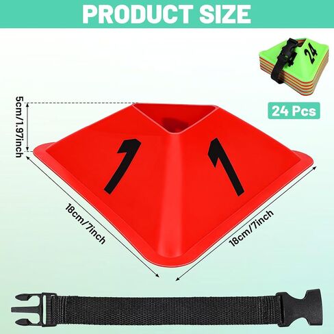 24 Pack Numbered Sports Cones, 1-24 Soccer Training Cones Flexible Agility Cone Soft Field Cone for Gym Games Sports Training Equipment in Saudi Arabia