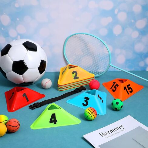 24 Pack Numbered Sports Cones, 1-24 Soccer Training Cones Flexible Agility Cone Soft Field Cone for Gym Games Sports Training Equipment in Saudi Arabia