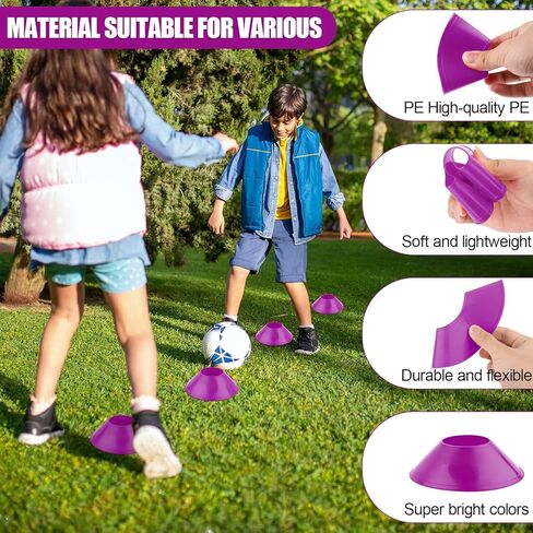 25pcs Soccer Cones for Training, Training Cones Soccer with Mesh Bag Flexible Agility Practice Field Markers for Basketball Skating Sports (Purple) in Saudi Arabia