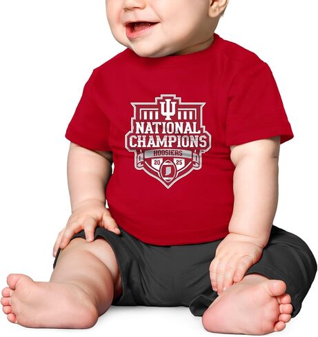 Little King NCAA Indiana Hoosiers 2025 NCAA Football National Champions Infant T-Shirt-Cotton Cardinal- Sizes 6M 12M 18M in Saudi Arabia