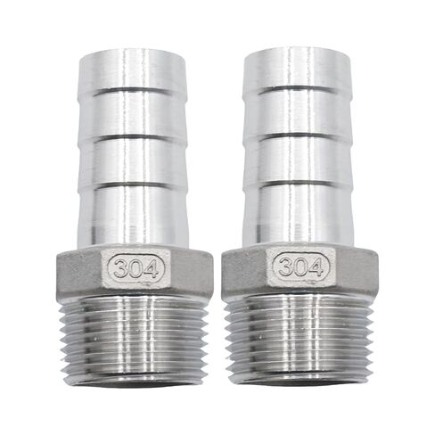 MDEOOSKY 2 Pcs Stainless Steel Hose Barb Fitting, 1 Inch to 1 Inch Male Barb Connectors, Straight Stainless Steel Pipe Fittings for Air Gas Fuel in Saudi Arabia