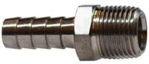 MIDLAND INDUSTRIES 32014SS Straight Adapter, 3/8-in Hose Barbed x 1/2-in MIP, Stainless Steel in Kuwait
