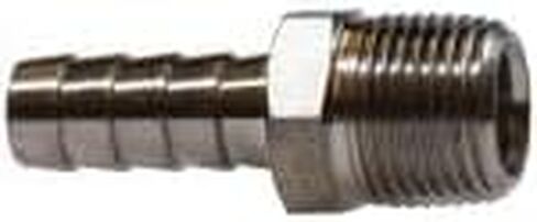 MIDLAND INDUSTRIES 32014SS Straight Adapter, 3/8-in Hose Barbed x 1/2-in MIP, Stainless Steel in Kuwait