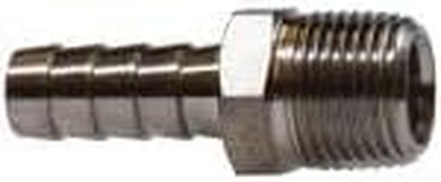 MIDLAND INDUSTRIES 32016SS Straight Adapter, 1/2-in Hose Barbed x 3/8-in MIP, Stainless Steel in Saudi Arabia