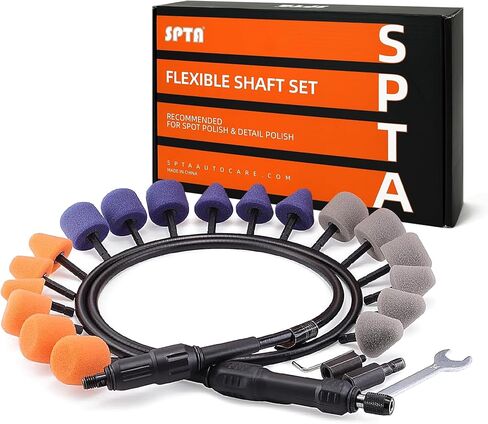 Mini Polishing Ball, SPTA Flexible Shaft Set With 18Pcs Conical and Cylindrical Polishing Drums Used On Mini Car Polisher for Car Wheel Detailing, Tight Areas and Small Spaces Polishing Buffing -PT101 in Kuwait