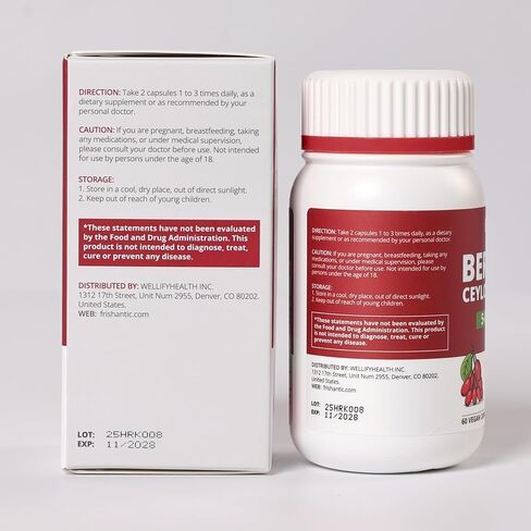 30-Day Supply Berberine with Ceylon Cinnamon, 500mg Berberine Supplement for Blood Sugar Support, Metabolism*, Gluten-Free, Non-GMO & Vegan, 60 Capsules in Saudi Arabia