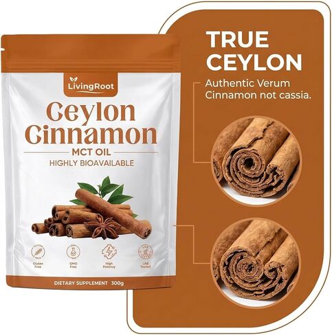 قرفة سيلان من ليفينغ روت مصنوعة من زيت Mct، ومسحوق قرفة ليفينغ روت سيلان، ومستخلص عشبي عالي التوافر بيولوجيًا | غير معدل وراثيًا، خالي من الغلوتين (1 قطعة) in Kuwait