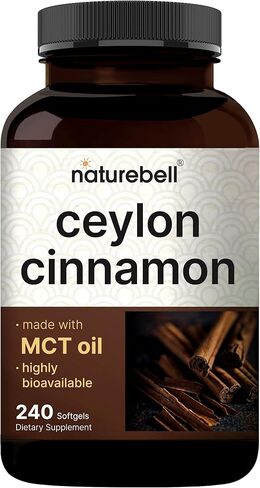 قرفة سيلان من NatureBell، 240 كبسولة هلامية - مستخلص قرفة سيلان - مصنوع من زيت MCT - غير معدّل وراثيًا، مُصنّع وفقًا لممارسات التصنيع الجيدة in Saudi Arabia