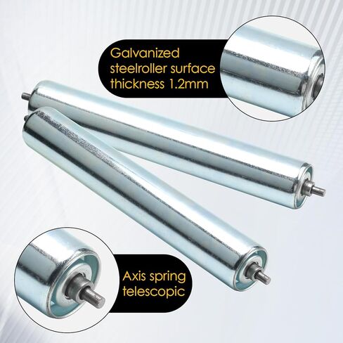 1.5'' Diameter Conveyor Rollers with Stands, 10'' Galvanized Steel Long Roller for Kayak Trailer, Conveyor Rollers Heavy Duty and Woodworking Goods Supportheavy Steel Roller and Bracket Set in Kuwait