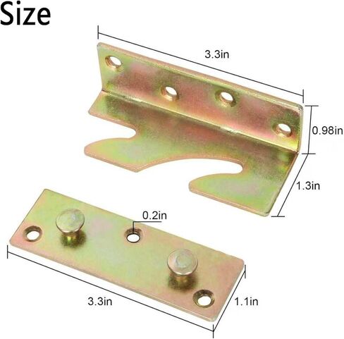 Bed Rail Brackets Set of 4 (Screws Included),Bed Fittings Wooden Bed Frame Hardware Connectors, Bed Frame Brackets for Headboards, Footboards in Kuwait