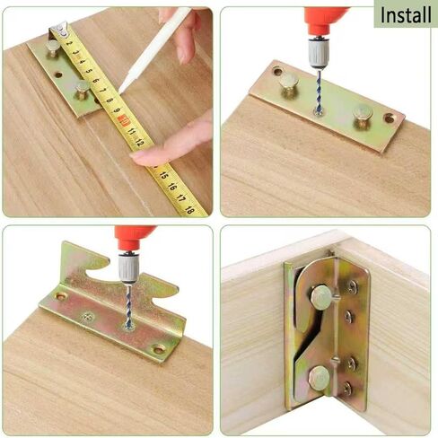 Bed Rail Brackets Set of 4 (Screws Included),Bed Fittings Wooden Bed Frame Hardware Connectors, Bed Frame Brackets for Headboards, Footboards in Kuwait