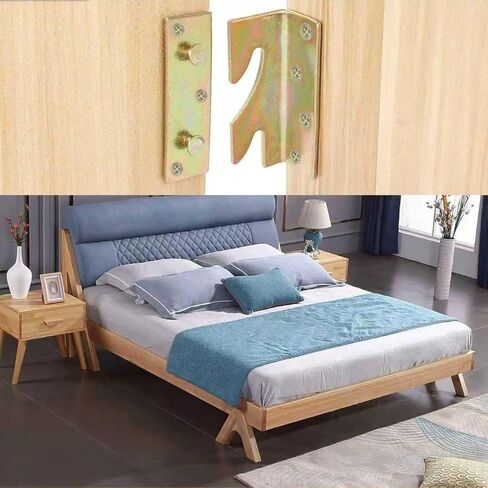 Bed Rail Brackets Set of 4 (Screws Included),Bed Fittings Wooden Bed Frame Hardware Connectors, Bed Frame Brackets for Headboards, Footboards in Kuwait