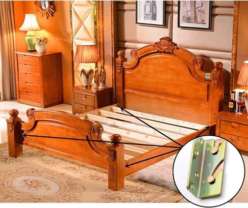 Bed Rail Brackets Set of 4 (Screws Included),Bed Fittings Wooden Bed Frame Hardware Connectors, Bed Frame Brackets for Headboards, Footboards in Kuwait