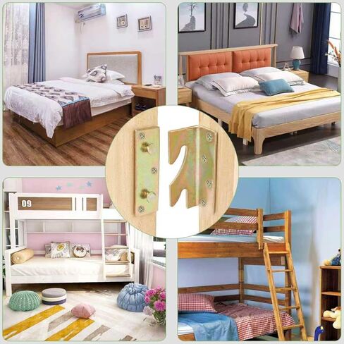 Bed Rail Brackets Set of 4 (Screws Included),Bed Fittings Wooden Bed Frame Hardware Connectors, Bed Frame Brackets for Headboards, Footboards in Kuwait