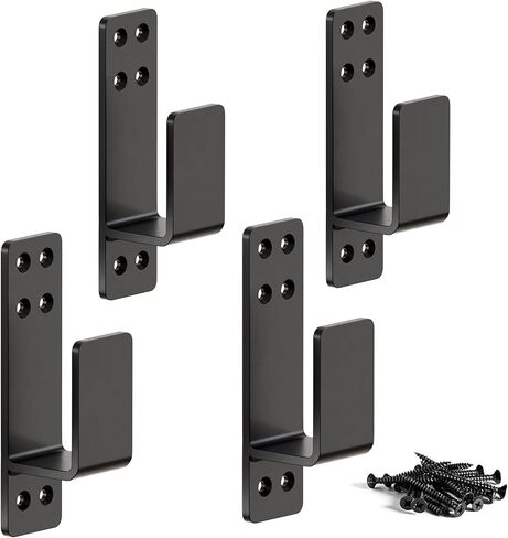 2x4 Door Barricade Brackets Heavy Duty 4pcs Door Bar Holder Brackets for Home Security Black in Kuwait