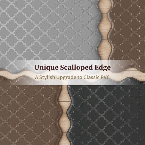 ترقية سجادات المطبخ المنقوشة على شكل صدفي للأرضية قطعتين مبطنة ومضادة للتعب ومضادة للتعب وسجاد المطبخ من الإسفنج المقاوم للماء وغير قابلة للانزلاق وقابلة للغسل وبساط مريح للغسيل في حوض المكتب، أسود in Kuwait