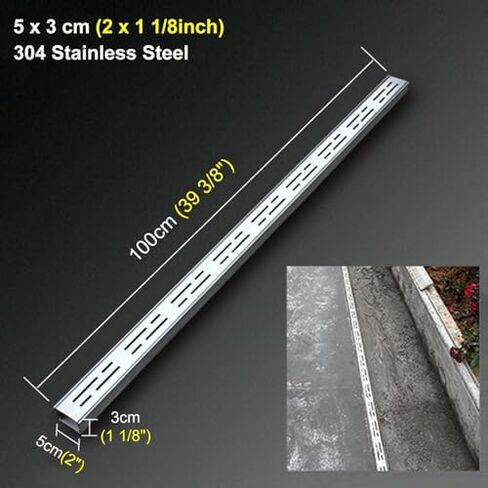 نظام صرف معدني خارجي، مجموعة تصريف قناة 39.4 بوصة للحديقة، تصريف أرضي متين مع شبكة، طول 100 سم، يمنع تراكم المياه in Kuwait