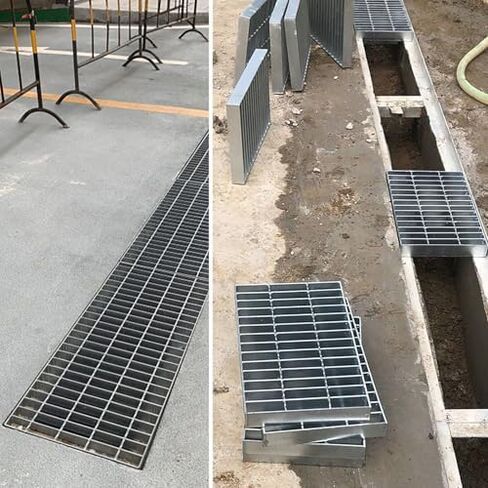 Heavy Duty Galvanized Steel Floor Drain, Efficient Grate for Sewers, Driveways, Gardens - Professional Channel Drain (50x15x2cm) in Kuwait