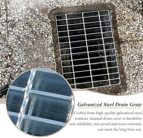 Heavy Duty Galvanized Steel Floor Drain, Efficient Grate for Sewers, Driveways, Gardens - Professional Channel Drain (50x15x2cm) in Kuwait