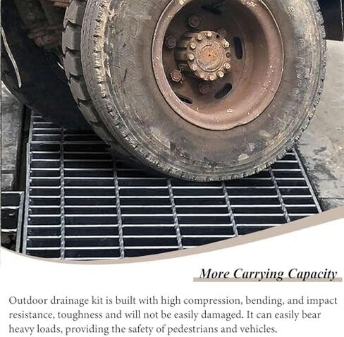 Heavy Duty Galvanized Steel Floor Drain, Efficient Grate for Sewers, Driveways, Gardens - Professional Channel Drain (50x15x2cm) in Kuwait