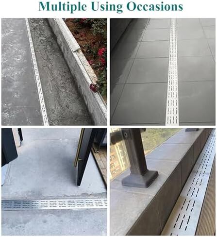 Outdoor Metal Drainage Trench Grate System, 39.4in Channel Drain Kit for Garden, Durable Floor Drain with Grate, 100cm Long (5x3cm / 2x1.1) in Kuwait