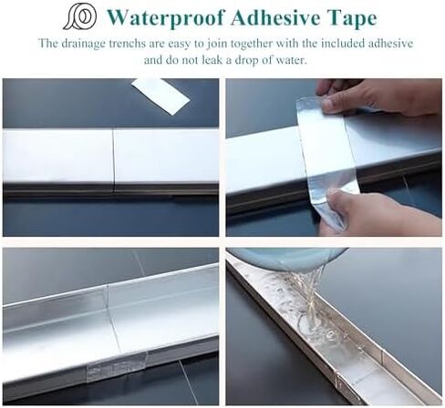 Outdoor Metal Drainage Trench Grate System, 39.4in Channel Drain Kit for Garden, Durable Floor Drain with Grate, 100cm Long (5x3cm / 2x1.1) in Kuwait