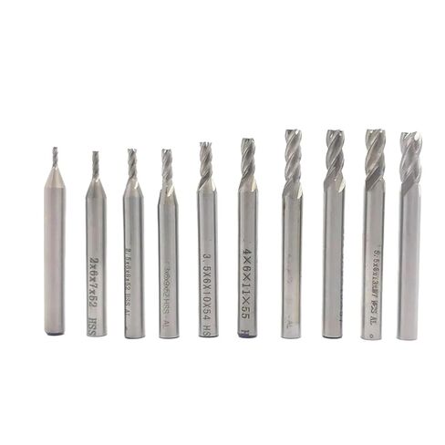 10pcs/Set 1.5/2/2.5/3/3.5/4/4.5/5/5.5/6mm 4 Flute End Milling Cutter Straight Shank HSS Aluminum Milling Tool in Kuwait
