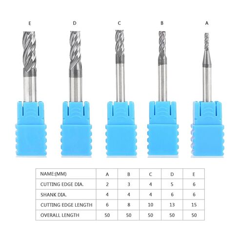 5Pcs Tungsten Carbide Thread 4Flute Milling Cutter Tool End Mill Set High Performance Durable Woodworking Construction Engineering Accessories in Kuwait