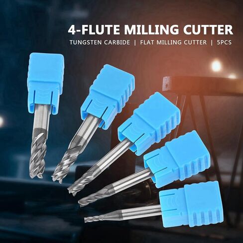 5Pcs Tungsten Carbide Thread 4Flute Milling Cutter Tool End Mill Set High Performance Durable Woodworking Construction Engineering Accessories in Kuwait