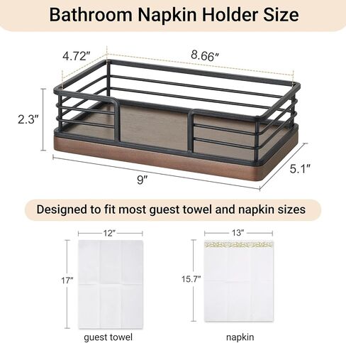 Mkono Guest Towel Holder Tray for Bathroom Napkins Holder for Table Wooden Rectangle Disposable Hand Towel Basket for Kitchen Counter Dining Room Vanity Coffee Bar Party in Saudi Arabia