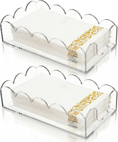ZEAYEA 2 Pack Acrylic Napkin Holders, Clear Guest Towel Holders for Party, Wedding, Decorative Hand Towel Tray for Dining Room, Bathroom, Kitchen, Hotel, Restaurant in Saudi Arabia