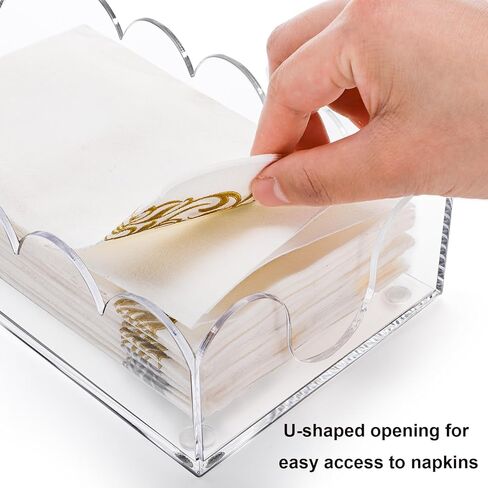 ZEAYEA 2 Pack Acrylic Napkin Holders, Clear Guest Towel Holders for Party, Wedding, Decorative Hand Towel Tray for Dining Room, Bathroom, Kitchen, Hotel, Restaurant in Saudi Arabia
