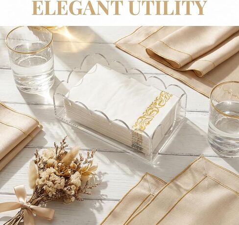 ZEAYEA 2 Pack Acrylic Napkin Holders, Clear Guest Towel Holders for Party, Wedding, Decorative Hand Towel Tray for Dining Room, Bathroom, Kitchen, Hotel, Restaurant in Saudi Arabia