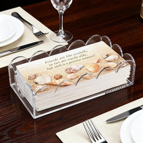 ZEAYEA 2 Pack Acrylic Napkin Holders, Clear Guest Towel Holders for Party, Wedding, Decorative Hand Towel Tray for Dining Room, Bathroom, Kitchen, Hotel, Restaurant in Saudi Arabia