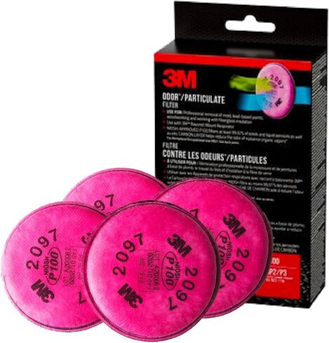 3M Performance P100 Particulate + Odor Filters, 2 pairs, NIOSH-APPROVED P100, 99.97% Filtration Efficiency Against Solids & Liquid Aerosols, For Use With 3M 6000, 6500 & 7500 Series (2097P2-DC) in Kuwait