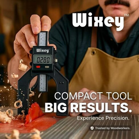 مقياس الارتفاع الرقمي الصغير من Wixey - مقياس عمق رقمي متين وسهل القراءة - أداة قياس الارتفاع الدقيقة لجهاز التوجيه ومنشار الطاولة - أدوات قياس مدمجة لمشاريع الأعمال الخشبية in Kuwait