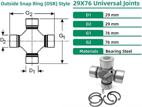 1pc 29x76 U-Joints Universal Joint Cross Bearing Outside Snap Ring Engine Parts in Kuwait