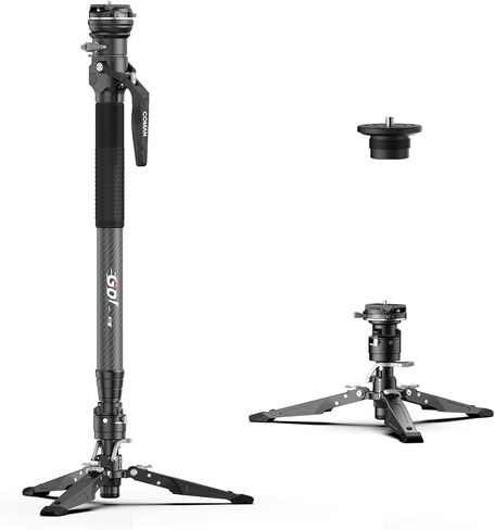 COMAN One-Click Lifting Carbon Fiber Monopod, 69‘’ Camera Monopod with Feet, Lightweight Travel Tripod with Quick Release Plate for Camera, DSLR, Camcorder, Max Load 22lbs/10kg (M1ProV5) in Kuwait