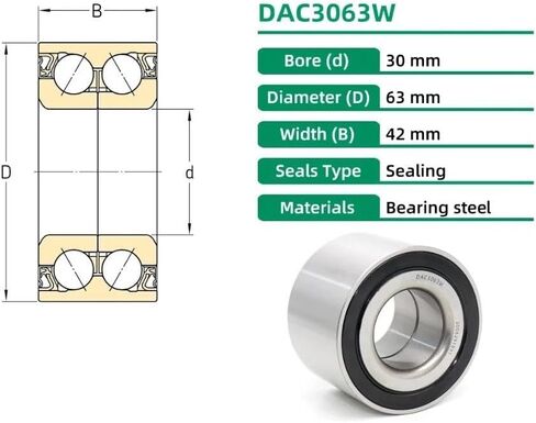1pc DAC3063W DAC30630042 Hub Rear Wheel Bearing 30x63x42mm Auto DAC3063W-1 9036930044 574790 DAC3063W-1CS44 in Kuwait
