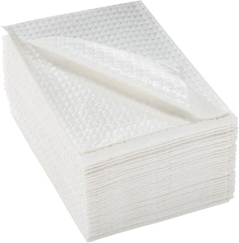 مناشف مكيسون للاستعمال مرة واحدة [عبوة من 250 قطعة] لصدريات الأسنان والأظافر والوشم وطبيب الأسنان والطبية - 13 × 18 بوصة، مناديل مكونة من طبقتين مع ظهر بولي، منقوش بالوافل، أبيض in Kuwait