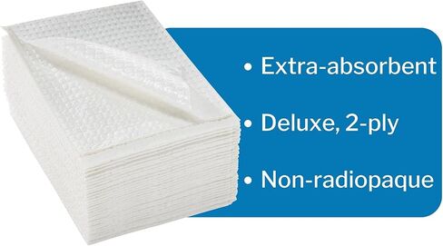 مناشف مكيسون للاستعمال مرة واحدة [عبوة من 250 قطعة] لصدريات الأسنان والأظافر والوشم وطبيب الأسنان والطبية - 13 × 18 بوصة، مناديل مكونة من طبقتين مع ظهر بولي، منقوش بالوافل، أبيض in Kuwait