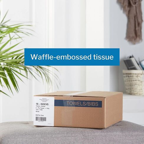 مناشف مكيسون للاستعمال مرة واحدة [عبوة من 250 قطعة] لصدريات الأسنان والأظافر والوشم وطبيب الأسنان والطبية - 13 × 18 بوصة، مناديل مكونة من طبقتين مع ظهر بولي، منقوش بالوافل، أبيض in Kuwait