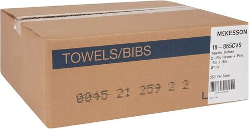 مناشف مكيسون للاستعمال مرة واحدة [عبوة من 250 قطعة] لصدريات الأسنان والأظافر والوشم وطبيب الأسنان والطبية - 13 × 18 بوصة، مناديل مكونة من طبقتين مع ظهر بولي، منقوش بالوافل، أبيض in Kuwait