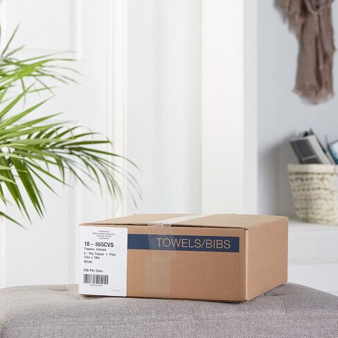 مناشف مكيسون للاستعمال مرة واحدة [عبوة من 250 قطعة] لصدريات الأسنان والأظافر والوشم وطبيب الأسنان والطبية - 13 × 18 بوصة، مناديل مكونة من طبقتين مع ظهر بولي، منقوش بالوافل، أبيض in Kuwait