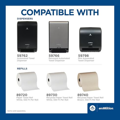 لفافات مناشف ورقية معاد تدويرها من Georgia-Pacific enMotion Flex مقاس 8 بوصات من GP PRO، بني، 550 قدم لكل لفة، 6 لفات مناشف ورقية كبيرة لكل علبة، 89740 in Kuwait