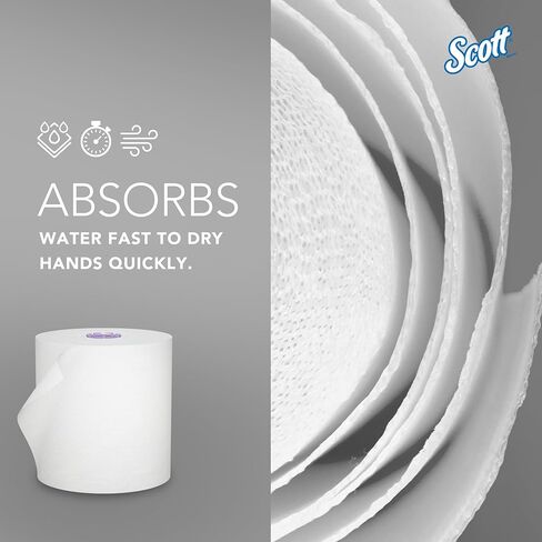 Scott® Essential 100% Recycled Hard Roll Paper Towels, Bulk (58423), Hardwound, Absorbency Pockets™, White, Fits Scott Essential Purple Core Dispensers (6 Rolls at 700' Each, 4,200'/Case) in Kuwait
