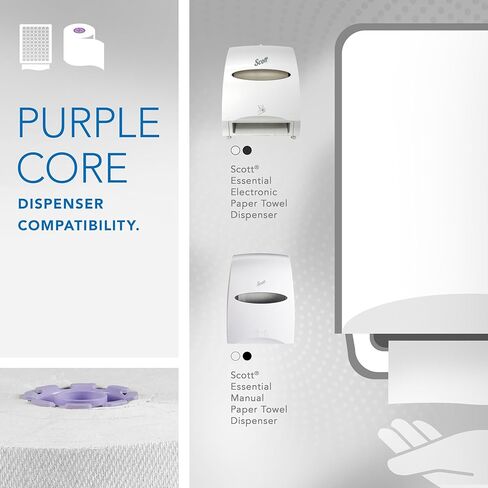 Scott® Essential 100% Recycled Hard Roll Paper Towels, Bulk (58423), Hardwound, Absorbency Pockets™, White, Fits Scott Essential Purple Core Dispensers (6 Rolls at 700' Each, 4,200'/Case) in Kuwait