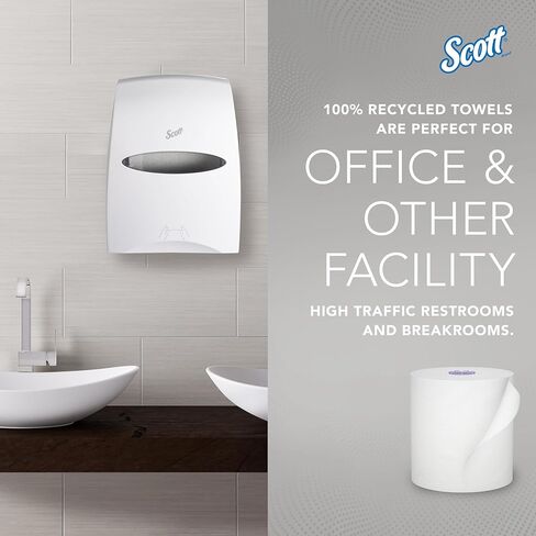 Scott® Essential 100% Recycled Hard Roll Paper Towels, Bulk (58423), Hardwound, Absorbency Pockets™, White, Fits Scott Essential Purple Core Dispensers (6 Rolls at 700' Each, 4,200'/Case) in Kuwait