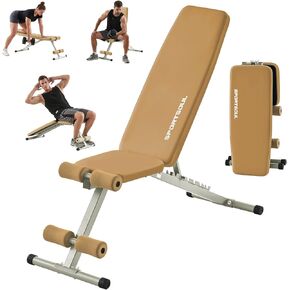 مقعد رياضي بوزن 880 رطل من سبورتسول لصالة الألعاب الرياضية المنزلية، مسند ظهر بـ 8 أوضاع قابل للتعديل لتدريب القوة - منحدر منحدر مسطح، قابل للطي وصغير الحجم لمرآب غرفة الشقة الصغيرة in Kuwait