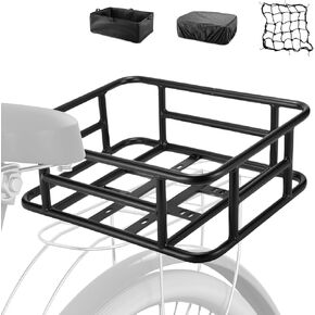 سلة دراجة خلفية مع شبكة شحن وغطاء مقاوم للماء، سلة دراجة فولاذية ذات سعة كبيرة للدراجة الكهربائية، دراجة كهربائية in Kuwait